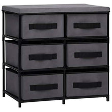 Tidyard Armadietto con 6 Cassetti in Acciaio e Stoffa Grigio,Cassettiera con Cestini,Armadietto Camera da Letto,Armadietto da Bagno 55x29x55 cm