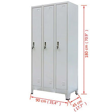 Roderick Irving Armadio con 3 Armadietti in Acciaio 90x45x180 cm Grigio Armadio Camera da Letto Mobile Soggiorno armadietto Ingresso armadietti spogliatoio armadietti Bagno