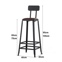 Sgabello da Bar Stile Industriale in Ferro Art Seggiolone per Colazione Gambe in Metallo Nero Sedile in Pelle PU per Cucina Sedia da Pranzo da Pub (Altezza Seduta: 65 / 75cm)