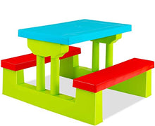 COIL C0325-GREEN - Tavolo da picnic colorato per bambini, tavolo da giardino, panca, sedia e ombrello