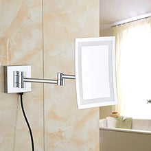 Specchio da Bagno a LED per Bagno Specchio a LED 25 Perline a LED Angolo di Rotazione a 360 ° Specchio HD Placcato Argento Supporto per Specchio da Parete a Specchio Quadrato in Argento