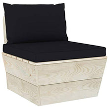 SKM Set Divani da Giardino su Pallet 7 pz con Cuscini Legno Abete (133.9kg) Nero