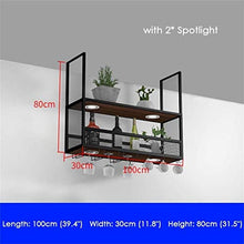 Dongyd Retro Soffitto Wine Rack Multifunzione Con Faretti, Metallo Wall Hanging Mensola Bottiglia E Bicchieri Storage Rack Usa For Uso Commerciale E Della Famiglia (Size : 100x30x80cm)
