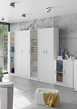 Bricozone Bushwick Armadio Multiuso, Armadio in Legno 4 Ripiani Interni, Armadio 1 Anta, 180 x 37 x 37cm, Bianco