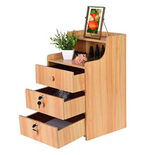 L.BAN Comodino in Legno con 3 cassetti, Comodo Comodino Multifunzionale Comodino Comodino Laterale Armadio Organizer, Semplice Comodino in Legno massello Divano tavolino Laterale per Soggiorno Cam