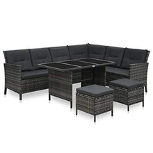 SKM Set Divani da Giardino 4 pz con Cuscini in Polyrattan Grigio (55.98kg)