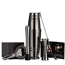 Wenzhihua Set di Miscelazione per Cocktail Black Placcato Boston Cocktail Shaker Bar Set: Shaker Tin, Cocktail Strointer, Double Jigger,Strumento A Barre