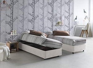 Talamo Italia Letto contenitore Singolo Silvia Sommier, Made in Italy, Letto con rivestimento in tessuto, Apertura laterale, con materasso cm 80x190 incluso, Bianco