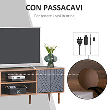 homcom Mobile TV per Salotto con 2 Armadietti con Anta e Mensole, per TV Fino 60'', 160x39.5x55cm, Teak e Grigio