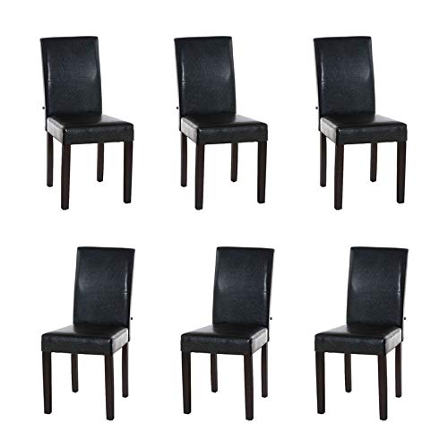 CLP Set 6X Sedie Pranzo INA - Sedie Soggiorno Imbottite in Similpelle - Sedie Cucina in Legno Marrone Scuro, Colore:Marrone