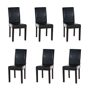 CLP Set 6X Sedie Pranzo INA - Sedie Soggiorno Imbottite in Similpelle - Sedie Cucina in Legno Marrone Scuro, Colore:Marrone