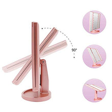 WDEC Specchio Trucco, con 21 LED, Specchio di Vanity Trifold Ruota di 90°, Ingrandimento 1x / 2X / 3X, Lo Schermo di Tocco, Ricarica USB, Luminosità Regolabile, per il Trucco (Oro rosa)