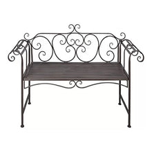 Tidyard Panchina da Giardino in Meltallo Disegno Anticato 132 x 46 x 85 cm | Marrone