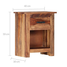 vidaXL Comodino con Cassetto e Vano Aperto Armadietto Resistente Robusto Mobiletto Camera da Notte Colore Naturale Massello di Sheesham