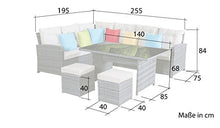 La Palma Set di mobili da giardino, salottino lounge con divano ad angolo, colore grigio, in rattan sintetico