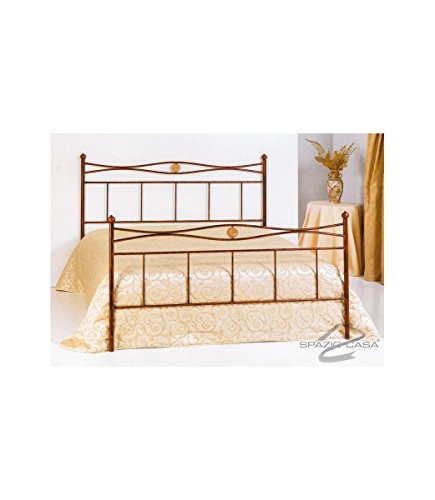 Letto in Ferro Battuto Nina - Tortora - Shabby Chic, Matrimoniale (Rete 160x190)