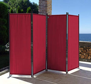 QUICK STAR 2 Pezzi Paravento da Giardino 220 x 165 cm 4 parti pieghevole Divisorio in Tessuto Balcone Protezione della Privacy Rosso Rubino