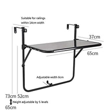 Regolabile in altezza, Ringhiera Tabella Telaio con scheda staccabile Tavolo di coperta Balcone pieghevole per patio, giardino, Deck (Nero),B