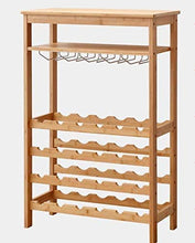 PWZ Pratica Semplicità Domestica Bambù e Legno Pratica Semplicità Domestica Espositore Scaffale Di Stoccaggio da 30 Bottiglie Espositore a Cinque Strati Espositore per Bicchiere Di Vino Che Può Esser