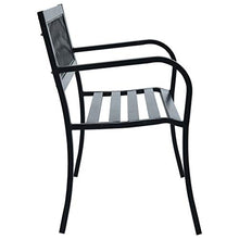 Cikonielf Panca da Giardino Decorativa 125 x 53 x 77 cm Panchina da Giardino con Braccioli Curvati Elegante Robusta Classica-Nera in Acciaio