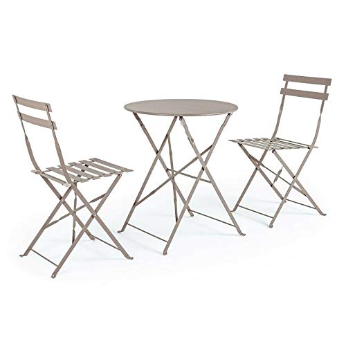 Set tavolo e sedie da giardino in acciaio ferro tortora esterno pieghevole
