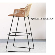 MYAOU Sgabelli da Bar Bancone da Cucina in Ferro battuto Sedie da Bar Sgabello Alto Sgabello in Rattan Sedia in Vimini per Bar caffè Bancone Colazione Sgabelli da Giardino (Altezza Seduta: 65 / 75cm)