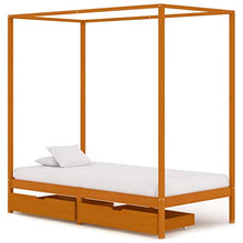 SKM Giroletto con Baldacchino 2 Cassetti in Legno di Pino 90x200 cm (31.4kg) Marrone-0537