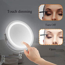 MNBVC Specchio per Trucco, Specchio da Barba per Bagno Specchio per Trucco Illuminato A LED A Parete con Ingrandimento 10X, Batteria O Luce da Specchio Bifacciale Regolabile Ed Estendibile Alimentata