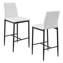 [en.casa] Set di 2 Sgabelli da Bar 2 Sedie Alte con Gambe in Acciaio con Poggiapiedi Seduta in Similpelle Cucina/Bar/Ristorante - Bianco