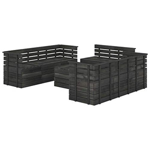 vidaXL Set Divani da Giardino su Pallet 9 pz Legno Pino Grigio Scuro
