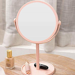 LBWARMB Trucco Specchio con luci Specchio per Il Trucco da Tavolo a Doppia Lati, Specchio per vanità da Tavolo in Piedi con Rotazione a 360