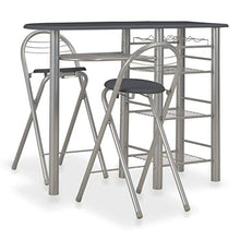 Set da Bar 3 Pezzi con Ripiani, Tavolo e 2 sedie per Case, Giardini, Bar, Pub o ristoranti Blackbarbar in Legno e Acciaio