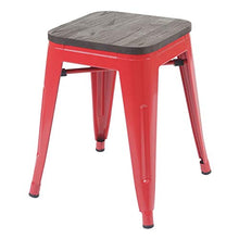 Poggiapiedi Sgabello da Bar HWC-A73 II impilabile Seduta in Legno Metallo Rosso