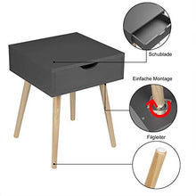 EUGAD 2X Comodino con Cassetto Tavolino Piccolo da Salotto Moderno Gambe in Legno Organizzatore da Letto Grigio Scuro 0080ZZ-2