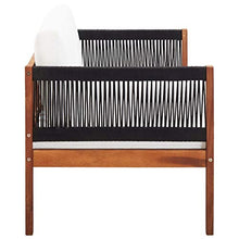 Tidyard Divano da Giardino per Esterno a 2 Posti in Massello d'Acacia con Cuscini Bianchi,Panca da Giardino per Esterno a 2 Posti in Legno 122 x 65 x 60 cm