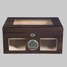 100 Sigari Raffreddamento Humidor Household Grande Capacità Cigar Cabinet Legno Di Cedro Cigar Idratante Governo Trasparente Tetto Apribile Igrometro Esterno ( Color : Brown , Size : 38*26.6*18cm )