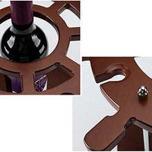 H-Porta Bottiglie da Vino 1 Bottiglia 8 Bicchieri di Vino Rack di Legno Forma Timone Brown