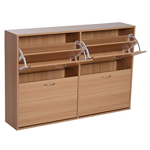 HOMCOM Scarpiera Salvaspazio Capacità 24 Ingresso e Camera da Letto Legno 120x24x81cm