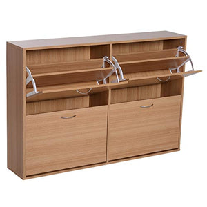 HOMCOM Scarpiera Salvaspazio Capacità 24 Ingresso e Camera da Letto Legno 120x24x81cm