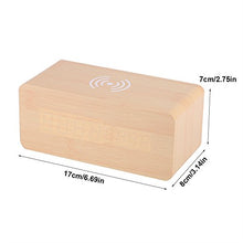 Vikye Sveglia, Sveglia digitale LED Scrivania in legno per 3 gruppi di sveglia wireless con controllo vocale e controllo vocale((Colore del legno))