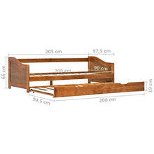 BIGTO - Divano letto estraibile, struttura in legno di pino massello, per la casa, 90 x 200 cm, colore: Marrone miele