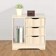HYM Cassetto Comodino Moderno Cassetto di 3 Cassetti da Letto da Camera da Letto Mobili da Tavolo Alto Lucido Beige