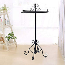 Wing Portasciugamani da Terra Bagno 2 Bracci Metallo Mensole Porta Asciugamani Porta salviette in Ferro battuto, 33 × 33 × 98 cm,Nero