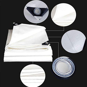 DFREW Heavy Duty Bianco Impermeabile Tarps Incatramata Sheet Ground Cover - 100% Resistente Ai Raggi Uv, Prova con Occhielli, 520G / M², Spessore 0,45 Mm Di Umidità,4Mx8M,4Mx8M