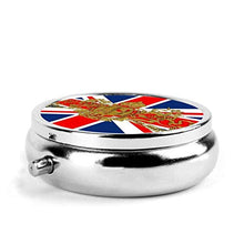 Union Jack Dieu Et Mon Droit - Contenitore rotondo per pillole con 3 scomparti in metallo, per medicinali e vitamine, per viaggi all'aperto