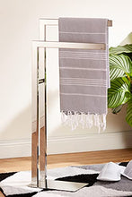 ZACK TOALLERO Doble DE Pie H.80 CM, Acciaio Inox, Argento, 38,5 x 15 x 80 cm