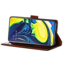 GIMTON Cover Galaxy A80, Antiurto Custodia in PU Pelle con Slot Carte e Cinturino da Polso per Samsung Galaxy A80, Magnetico Cover di Portafoglio, Marrone