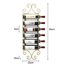 Organizza la Cucina Porta Vino Dorato 6 Bottiglie | Portabottiglie per Vino a Parete in Ferro battuto | Espositori della Decorazione della Bottiglia di Vino della mensola del Vino di stoccaggio del