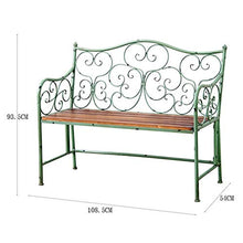 GaoF Panchina da Giardino per terrazza all'aperto Panchine da Parco per Il Tempo Libero, panchina in ghisa Resistente alle intemperie e Legno massello con braccioli Schienale, panchina a 2 posti con