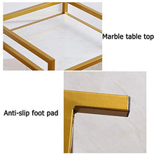 Juan Soggiorno Square Table Side Nordic Modern 2 Tier Marble Corner Camera da Letto Camera da Letto Comodino Display Plant Stand, 35x35x65cm